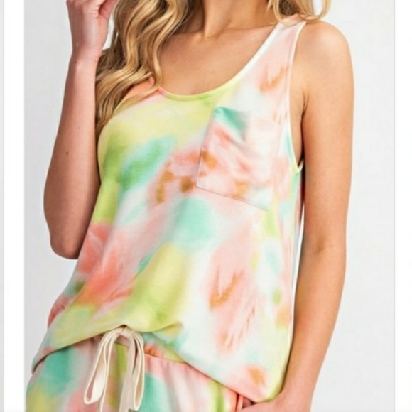 Lime and Peach 2-Piece Tie Dye Short Set - Picture 6 of 12